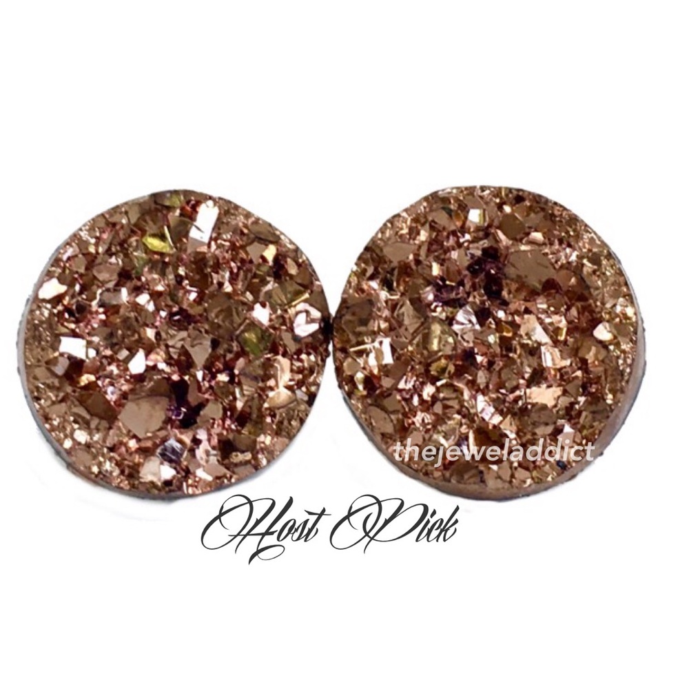 3 for 15🎀chunky rose gold Druzy style earrings - Picture 1 of 6